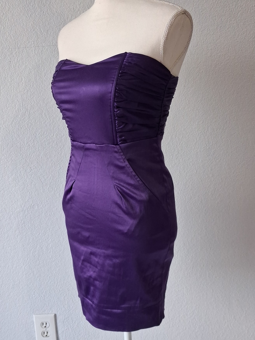 Strapless Purple Satin Sheath Dress